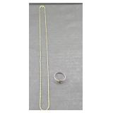 STERLING SILVER NECKLACE AND RING