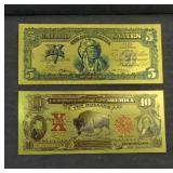 (2) AMERICAN WEST GOLD FOIL FANTASY BILLS