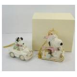(2) SNOOPY LENOX ORNAMENTS