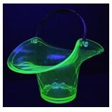 URANIUM GLASS GREEN BASKET
