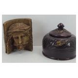 WOOD JESUS & WOOD COVERED BOWL