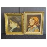 (2) FRAMED ART NEEDLEPOINT, PRINT ON BOARD