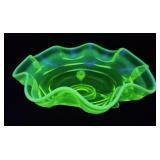 URANIUM GLASS FOOTED BOWL