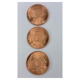(3) 1 OZ COPPER COINS