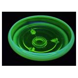 FOOTED BOWL URANIUM GLASS FROSTED EDGE