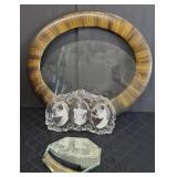 LARGE OVAL FRAME,MIKASA FRAME, & DRESSER TRAY
