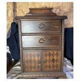 ANTIQUE TOBACCO CABINET W/ PARQUET INSERT