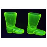 (2) URANIUM GLASS BOOTS