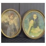(2) OVAL FRAMES WITH YOUNG LADY & BOY