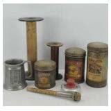 WEAVING SPOOLS, SPICE TINS