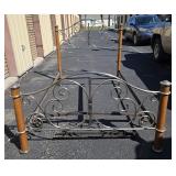 METAL WOOD ORNATE FULL BED FRAME