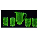 CHILDS URANIUM GLASS WATER SET