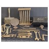 VINTAGE TOOLS, CANDLE MOLD, BOX