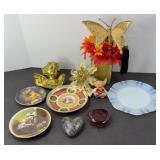 FRY GLASS PLATE, GLASS HEART, DECORATIVE PLATES