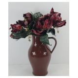 ENAMEL PITCHER W/ FLOWERS