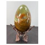 GREEN ONYX EGG STONE ON STAND