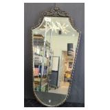 ANTIQUE MIRROR WITH ETCHED BIRD