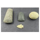 AXE HEADS, ARROWHEAD, GRINDING STONE