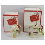 (2) LENOX SNOOPY CHRISTMAS FIGURINES