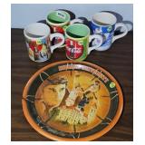 IU COCA COLA TRAY & (4) MUGS