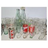 LARGE COLLECTION OF COCA COLA GLASSES & BOTTLES