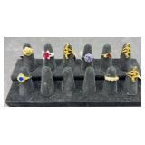 COSTUME RINGS W/ SOME GENUINE STONES