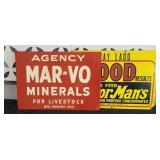 (2) VINTAGE METAL SIGNS: MOORMANS FEEDS & MARVO