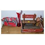 COCA COLA CRATE W/ ADVERTISING ITEMS