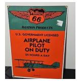 PHILLIPS 66 AIRPLANE PILOT ON DUTY METAL SIGN