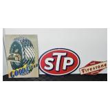 (3) METAL SIGNS STP, GOODYEAR, FIRESTONE