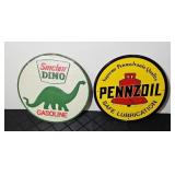 (2) GASOLINE METAL SIGNS SINCLAIR PENNZOIL