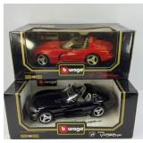 (2) BURAGO DODGE VIPER DIECAST CARS 1:18