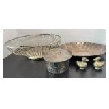 SILVERPLATE DISHES W/ DUCK SHAKERS
