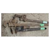 (3) PIPE WRENCHES