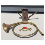 COPPER WATERING CAN & BUGLES