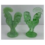 (2) GLASS ROOSTERS