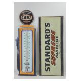 HARLEY DAVIDSON THERMOMETER & GASOLINE SIGN