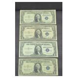 (4) 1935 BLUE SEAL $1 SILVER CERTIFICATES