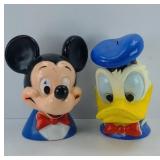 MICKEY MOUSE & DONALD DUCK PLASTIC BANKS