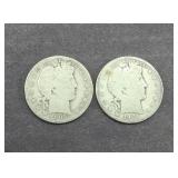 (2) SILVER BARBER 1/2 DOLLARS