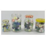(4) JARS OF MARBLES