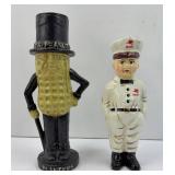 CAST IRON MR PEANUT & MOBIL GAS MAN BANKS