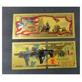 (2) GOLD FOIL FANTASY MILITARY BILLS