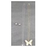 STERLING SILVER (2) NECKLACES , EARRINGS