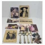 SILVER PLATE SPOONS, PHOTO, ARROW HEADS & MORE