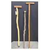 (3) NATURAL WOOD CANES