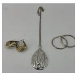 STERLING SILVER NECKLACE,   (2) EARRING SETS