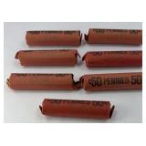(7) ROLLS OF WHEAT PENNIES (350) COINS