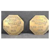 (2) CALIFORNIAN METAL LICENSE BADGES