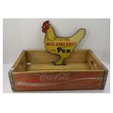 COCA COLA CRATE & ADVERTISING PEX SIGN